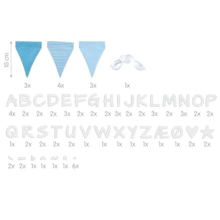 goki Buchstabenwimpelkette blau, mit 10 Wimpeln