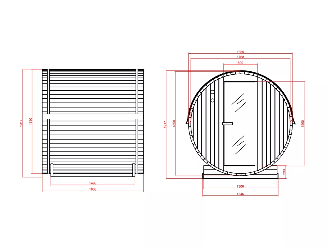 Sauna d'extérieur 4 places avec poêle 6KW - L185 x P180 x H190 cm - ISOKYRO