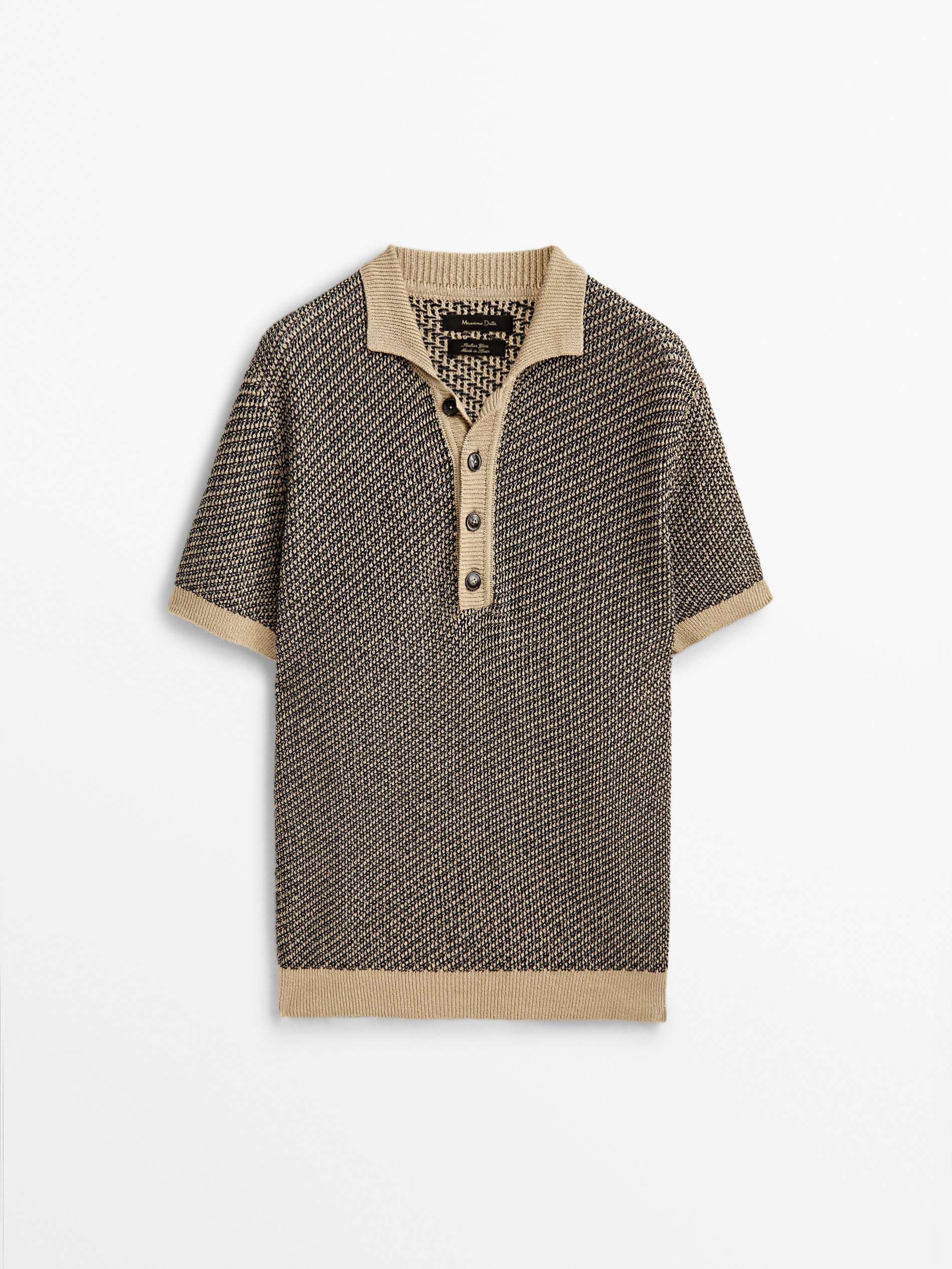 Polo de linho jacquard de edição limitada - BEGE