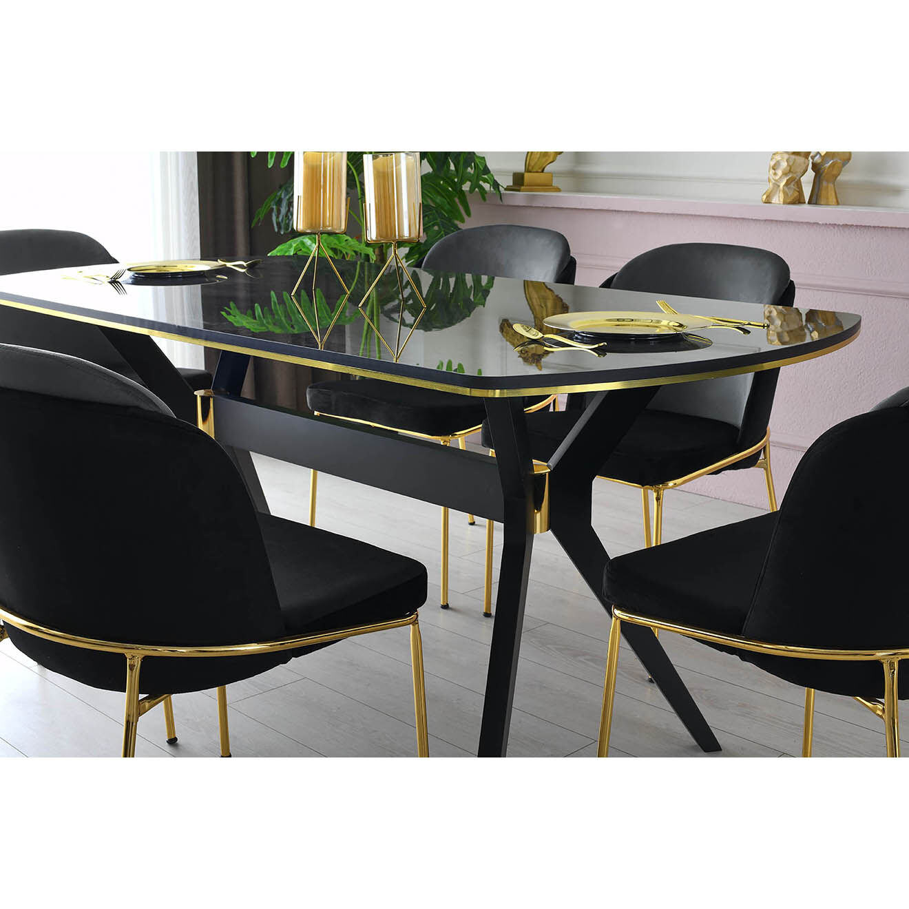 Wooden Art Table à manger ikon 1001 gris/noir - 180x77x90 cm