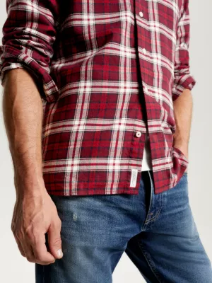Camisa Tommy Tartan Escovada de Corte Regular