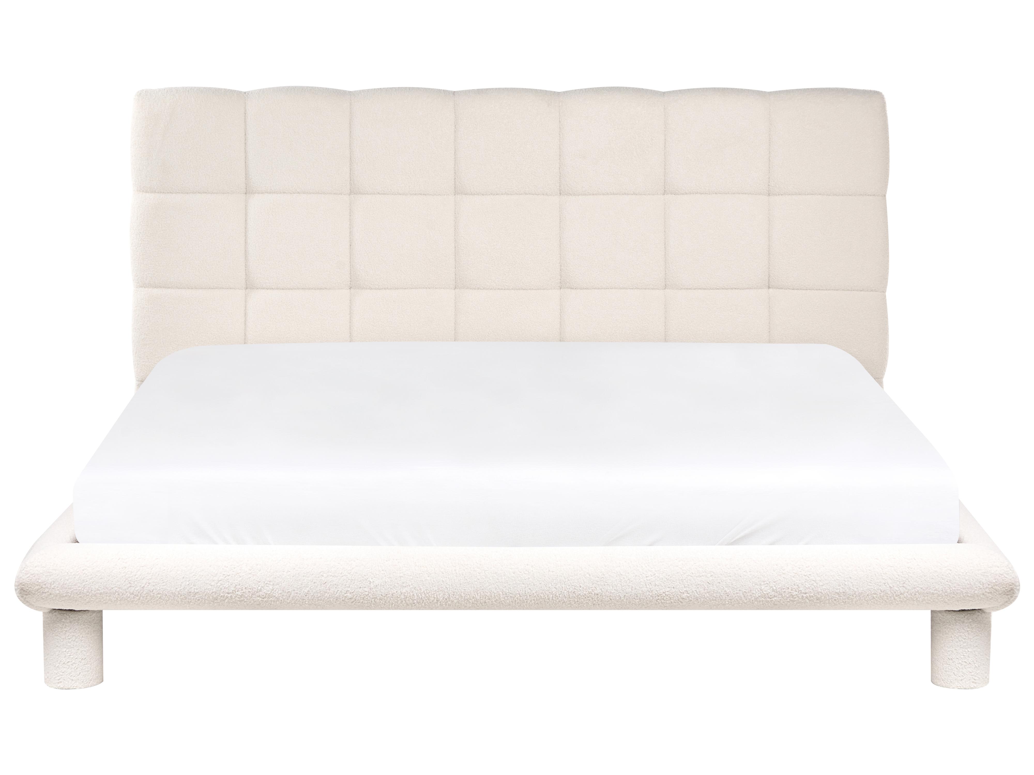 Bed Bouclé CRESSAT 180 x 200 cm Gebroken wit