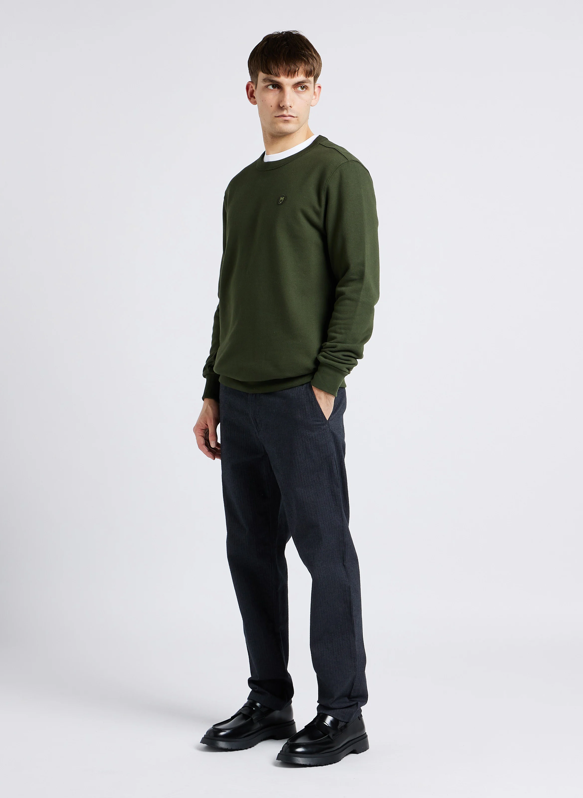 Sweat droit col rond en coton bio | Vert