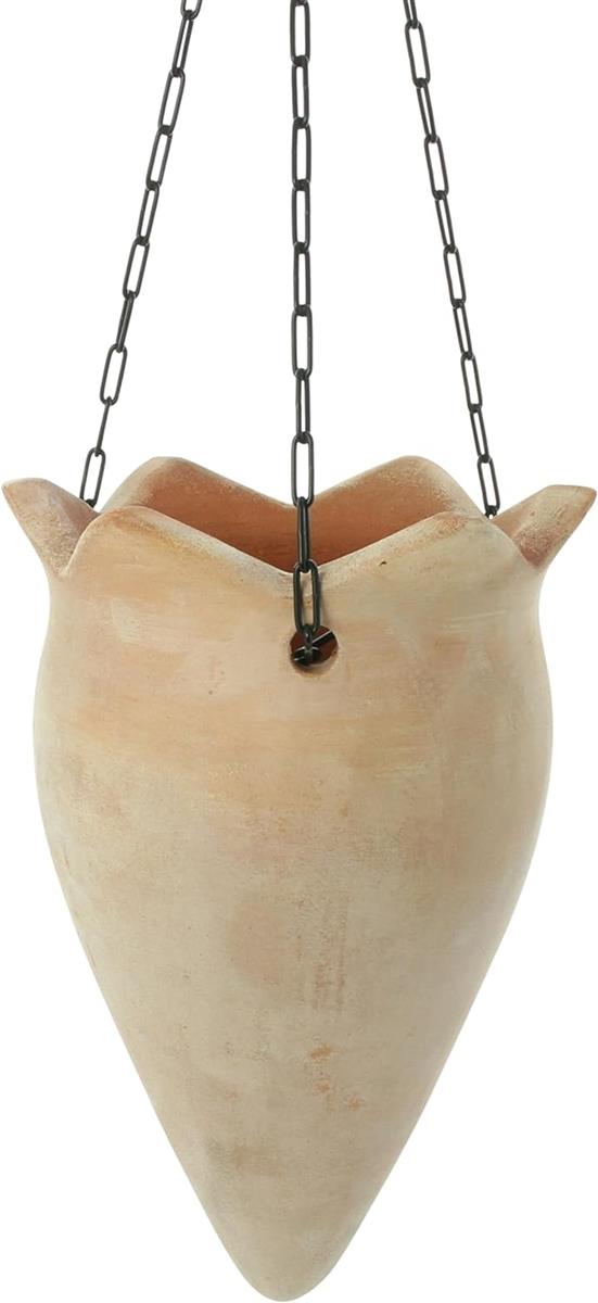 Dekoleisschaft Terra plantenhangmand van terracotta, 70 cm hoog, bloemenmand met metalen ketting, hangende plantenbak