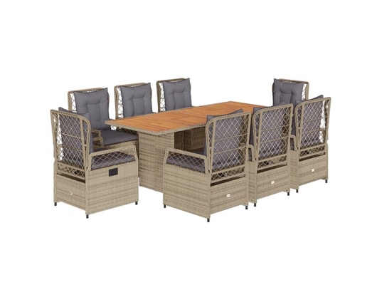 LES TENDANCES - Ensemble table et chaises de jardin-beige-8 places-496487