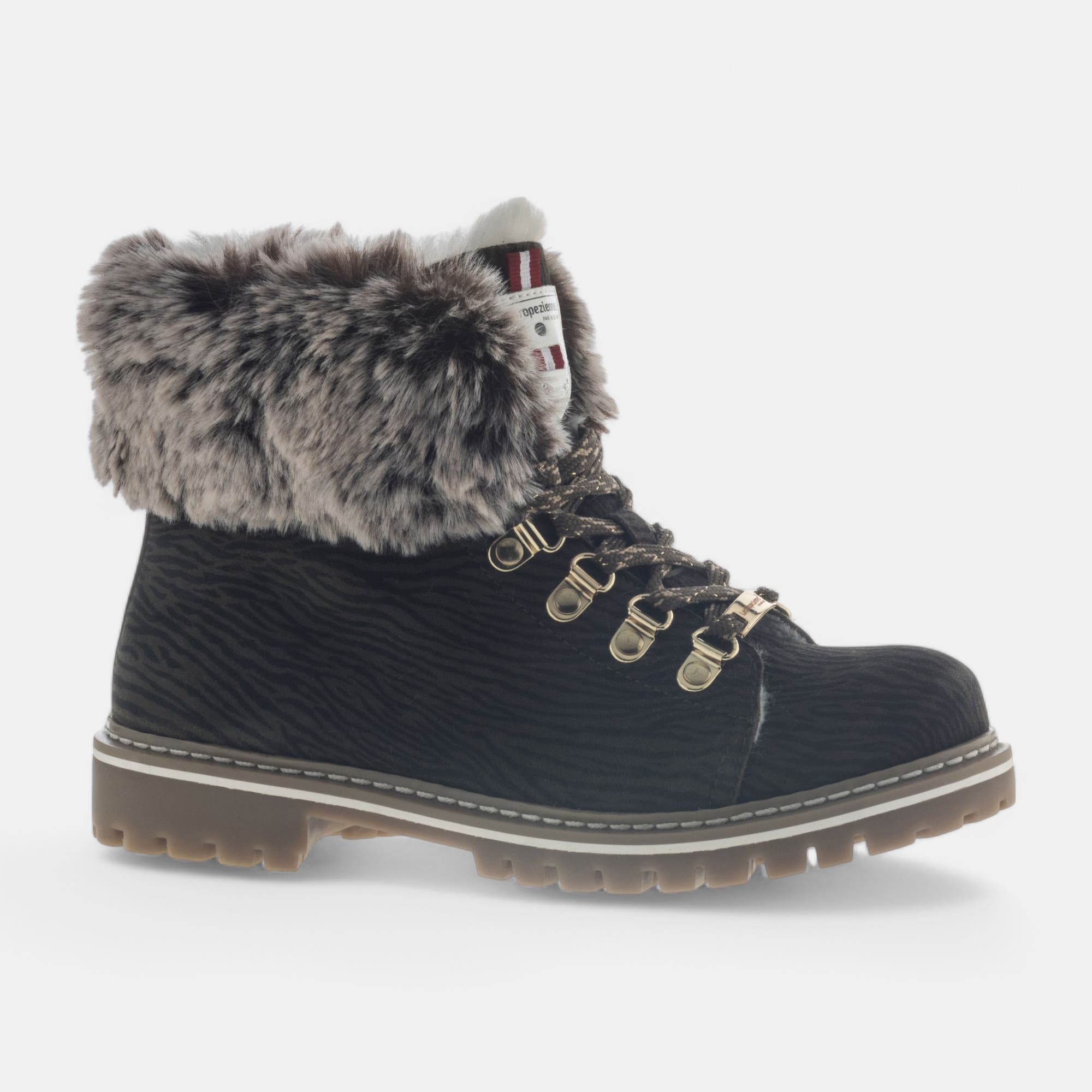 Bottines à lacets Femme en cuir kaki