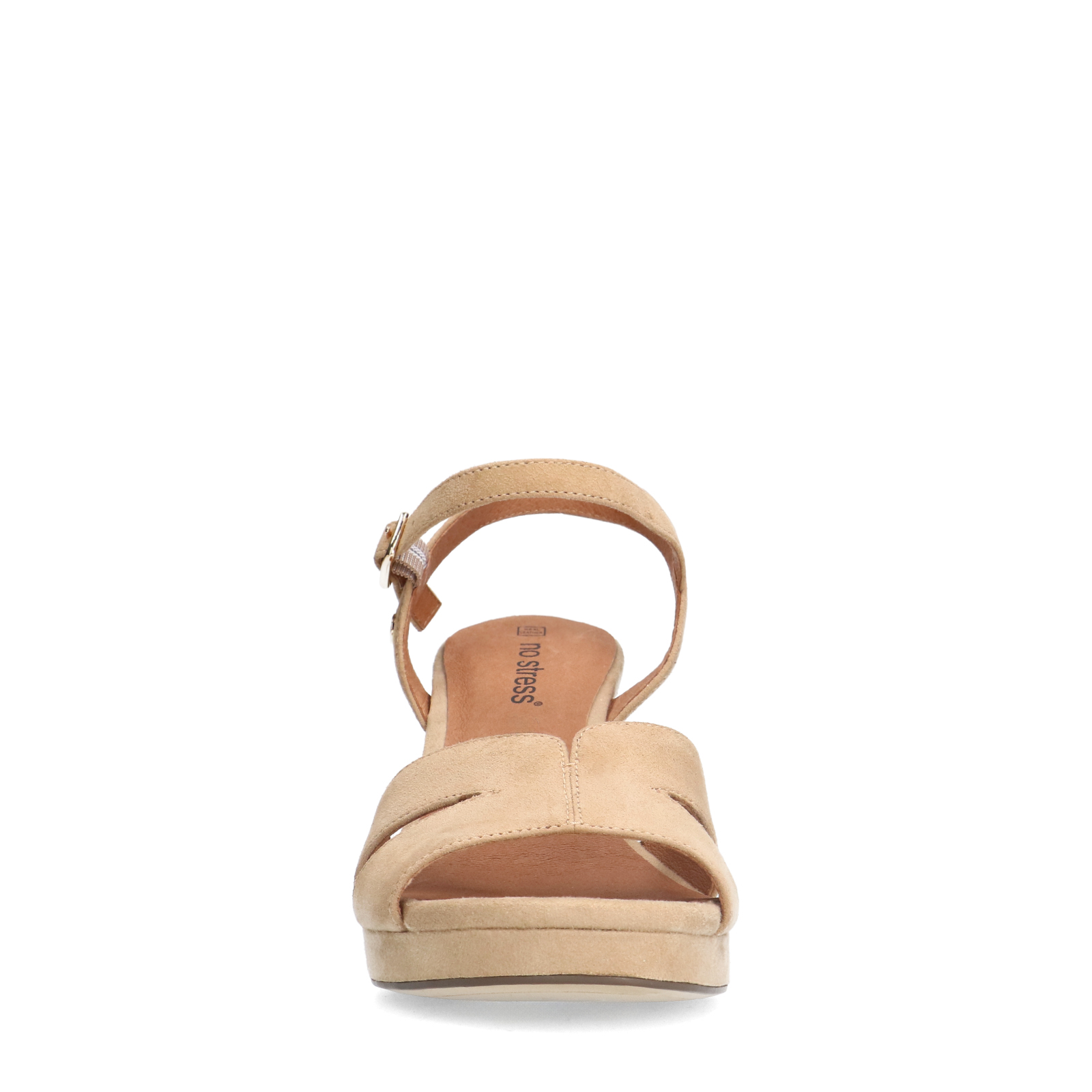 Beige suède sandalen met hak