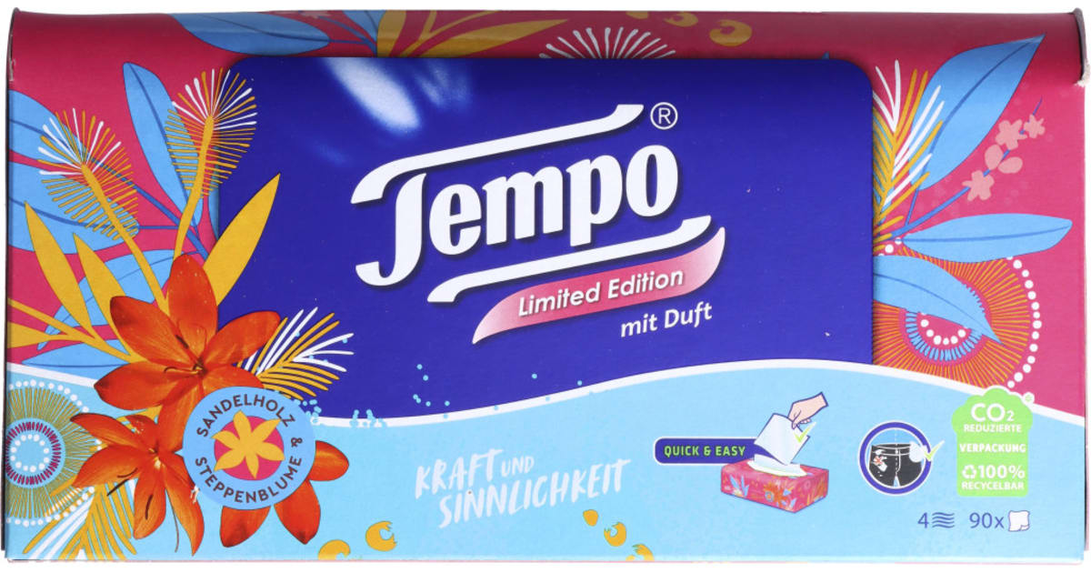 TEMPO Taschentücher Box Kraft und Sinnlichkeit