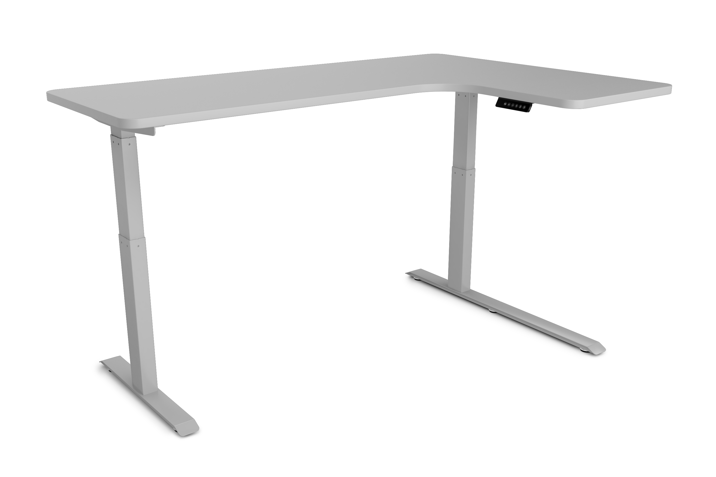 Stehpult Eckschreibtisch elektrisch PREMIUM grau 160 x 110 cm