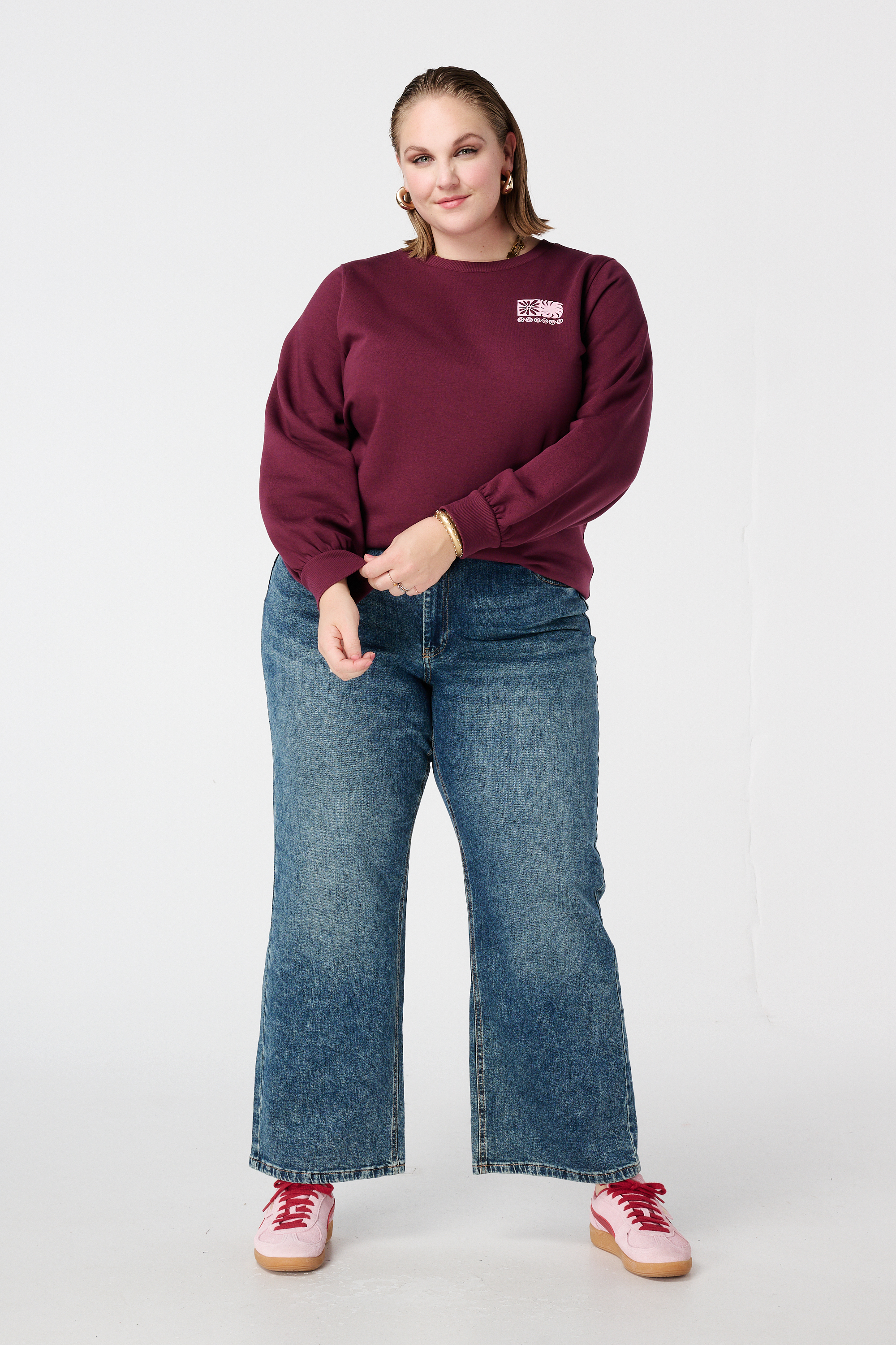 Sweater met backprint Bordeaux