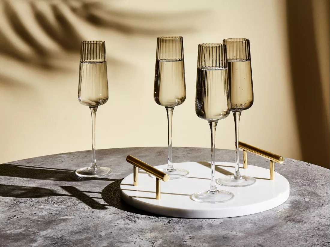 Lot de 4 flûtes à champagne QUARTZ 230 ml Gris