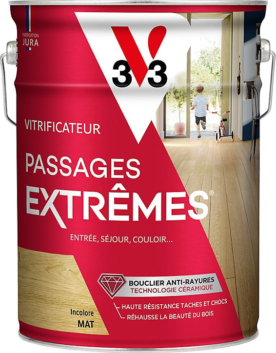 Vitrificateur parquet et plancher V33 Passage extrêmes incolore mat 5L