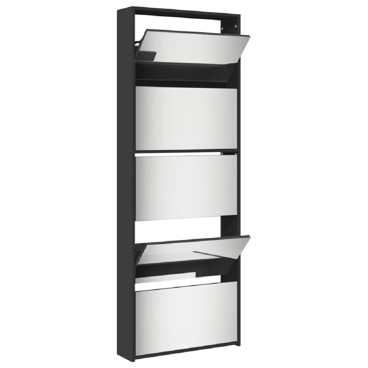 vidaXL Armoire à chaussures avec miroir - Noir