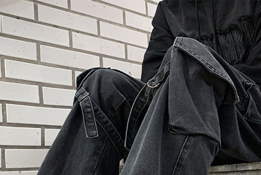 YERGO - Cargojeans met hoge taille en wijde pijpen