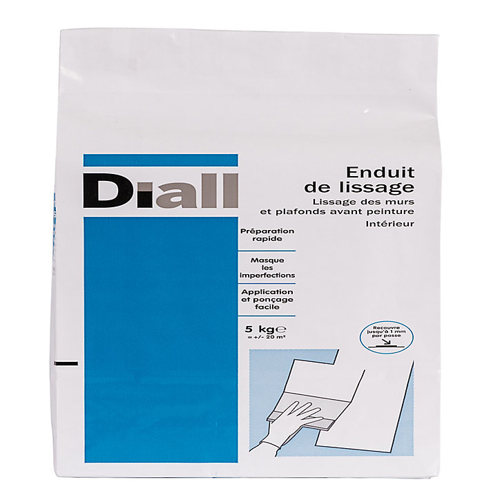 Enduit de lissage Diall poudre 5kg mur et plafond