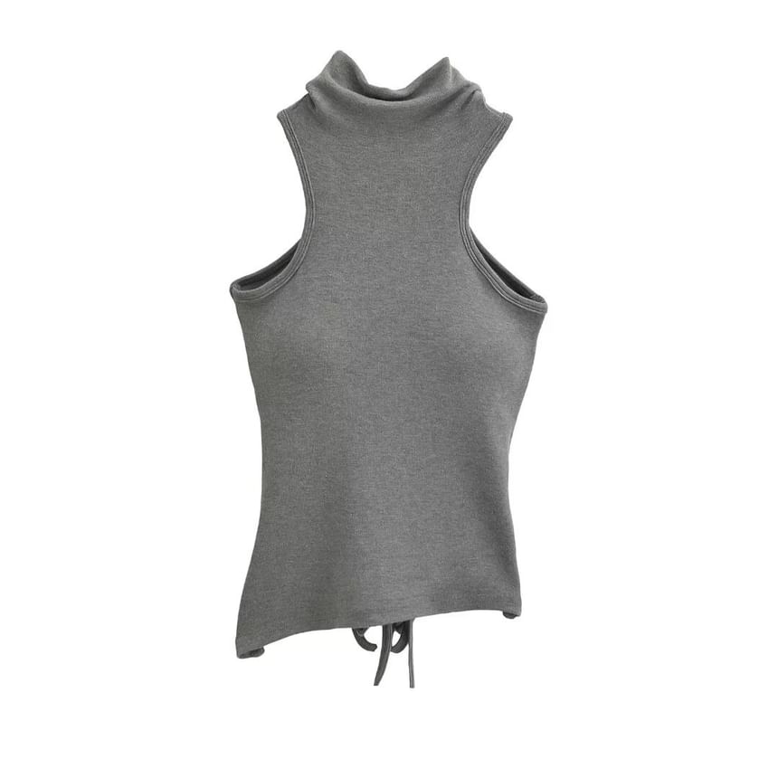 Morhan - Hoge hals, effen asymmetrisch tanktopje