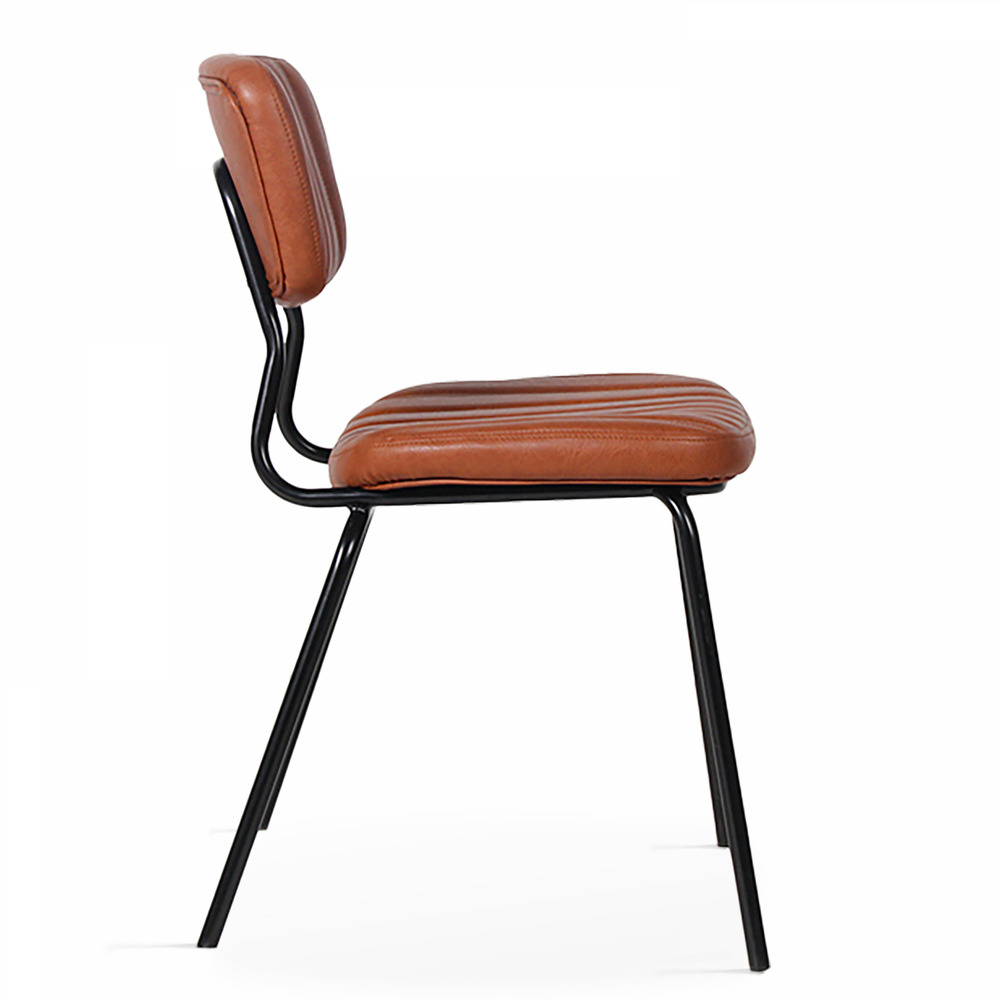 Lot de 2 chaises en textile enduit marron foncé