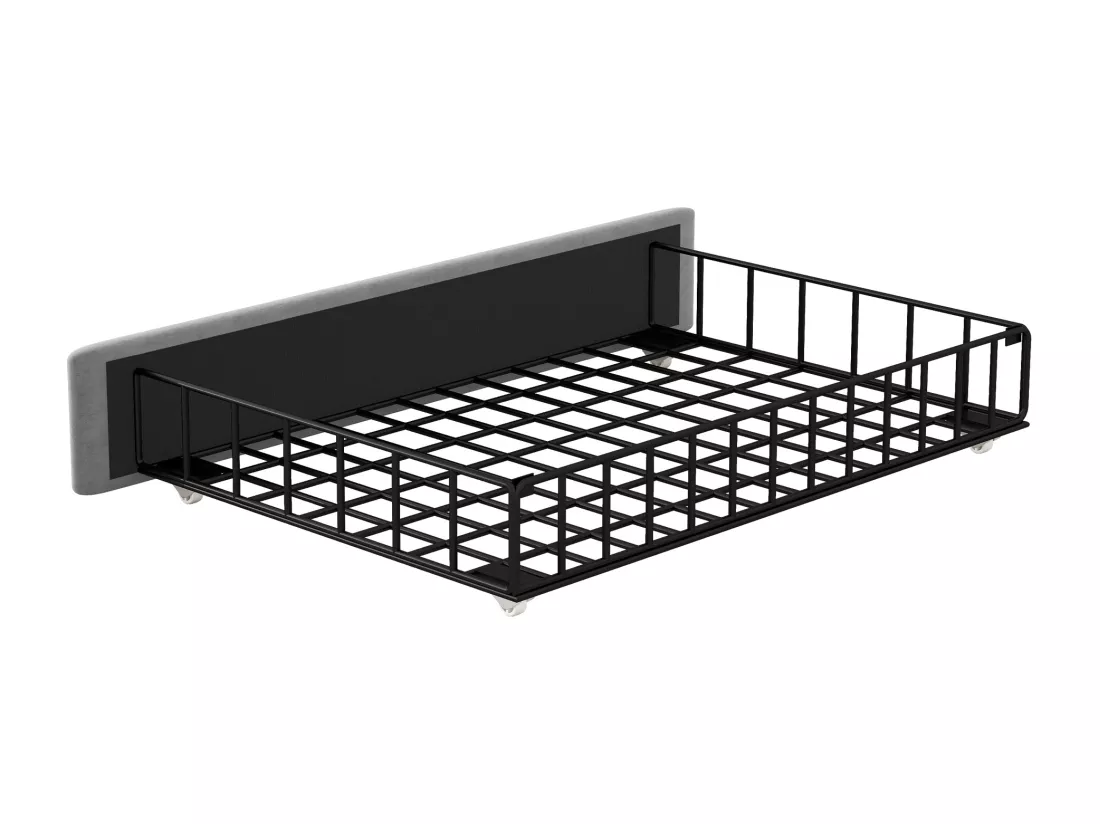 Lit avec tiroirs Lit adulte double 140 x 200 avec 4 tiroirs. LED avec USB et stéréo. en Cuir Gris