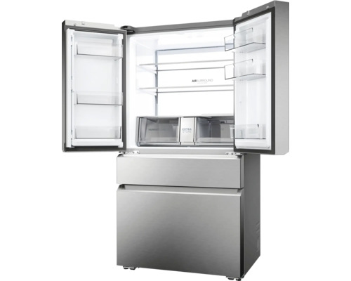 French Door koelkast HAIER HFW7918ENMP BxHxD 90,8 x 177,5 x 75 cm Koelgedeelte 363 l Vriesgedeelte 266 l Roestvrij staal