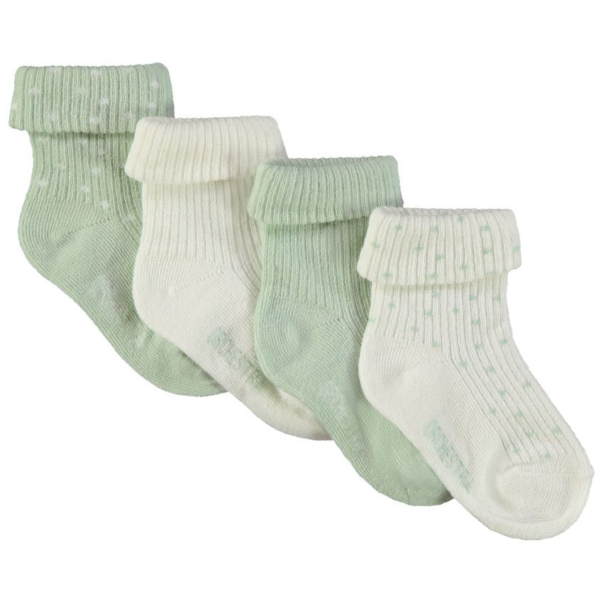 Lot de 4 paires de chaussettes à pois pour bébé - Ecru
