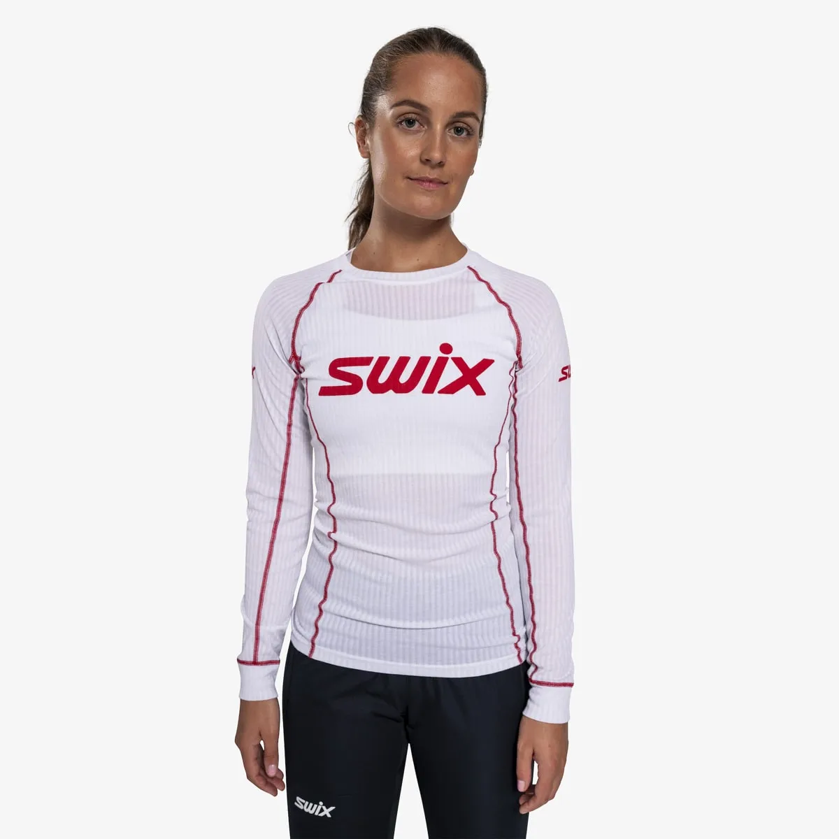 Swix Women's RaceX Classic Long Sleeve Bright White/Swix Red