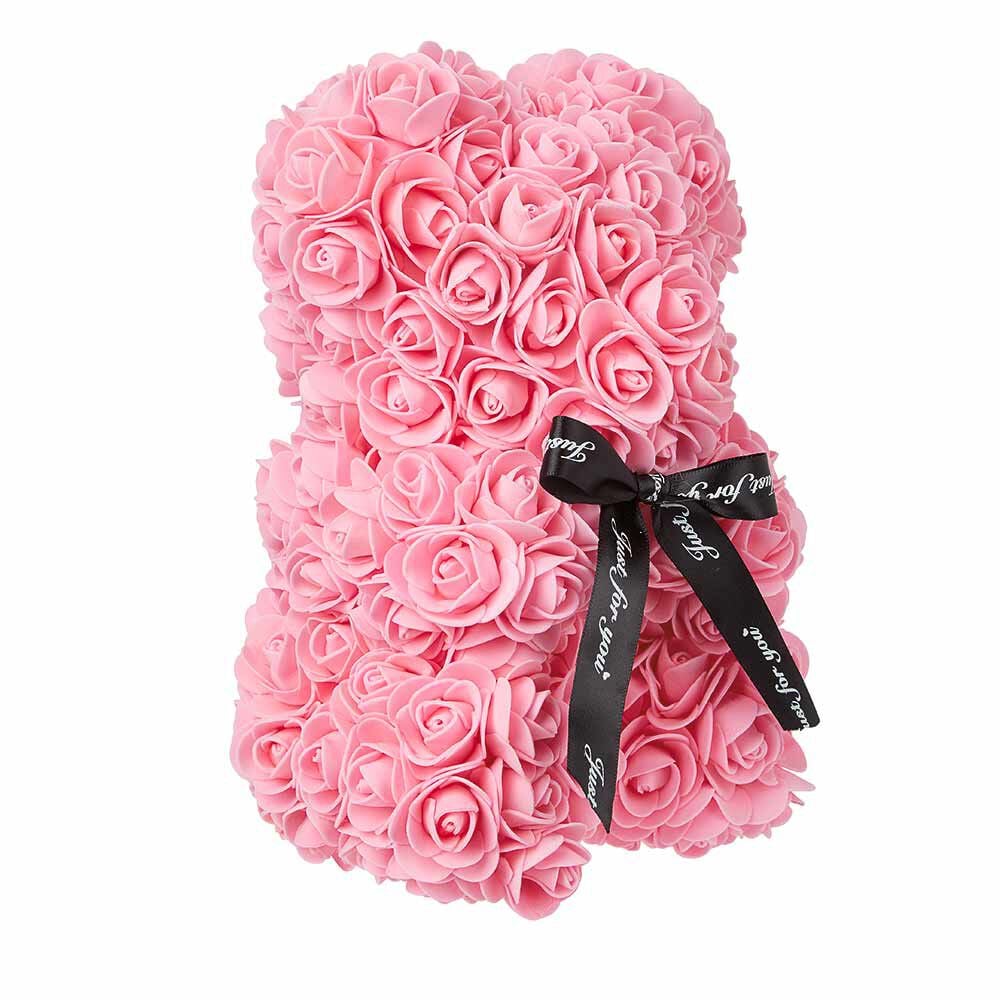 Ourson déco en roses artificielles