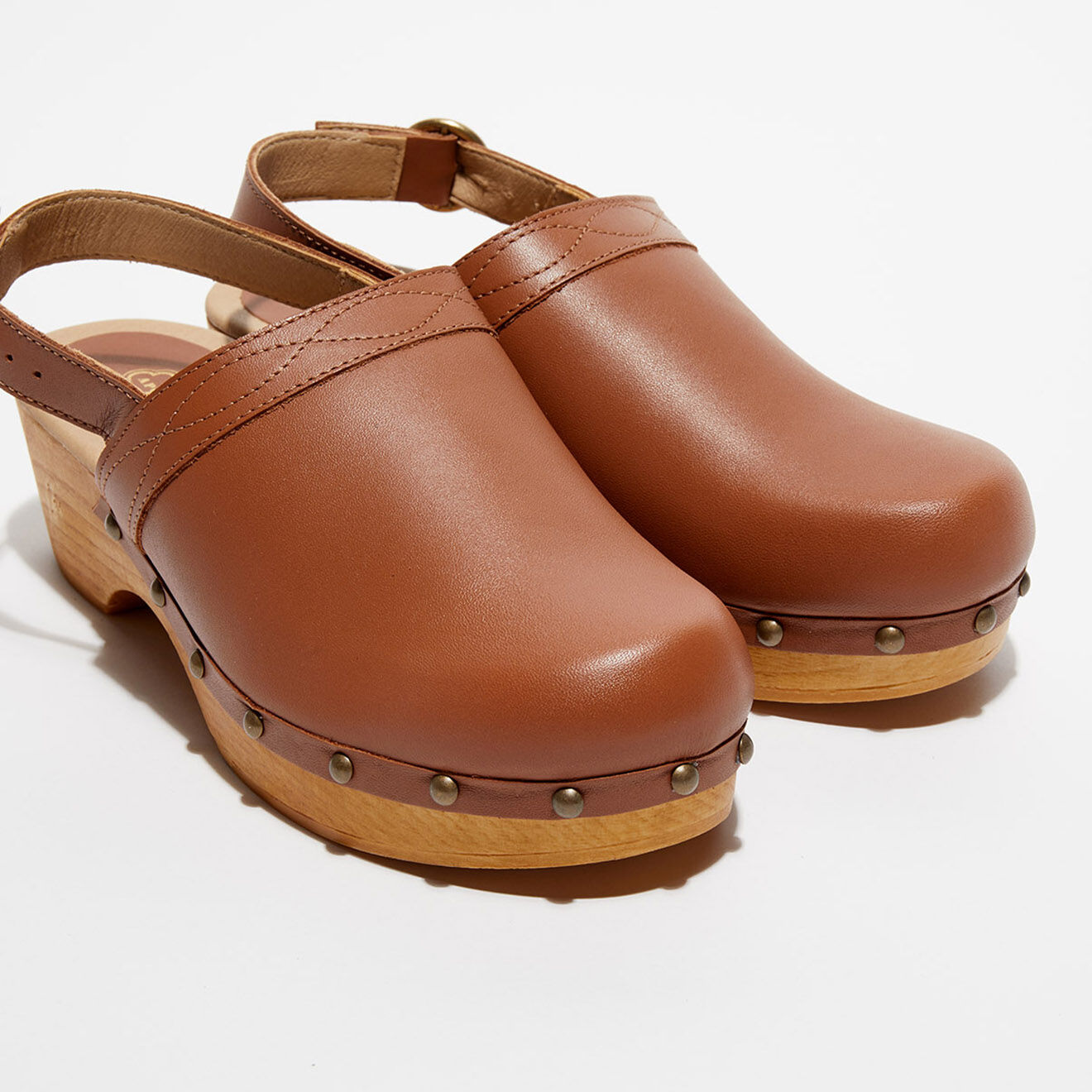 Apologie Studio Sabots en Cuir Nicole camel - Talon 5 cm