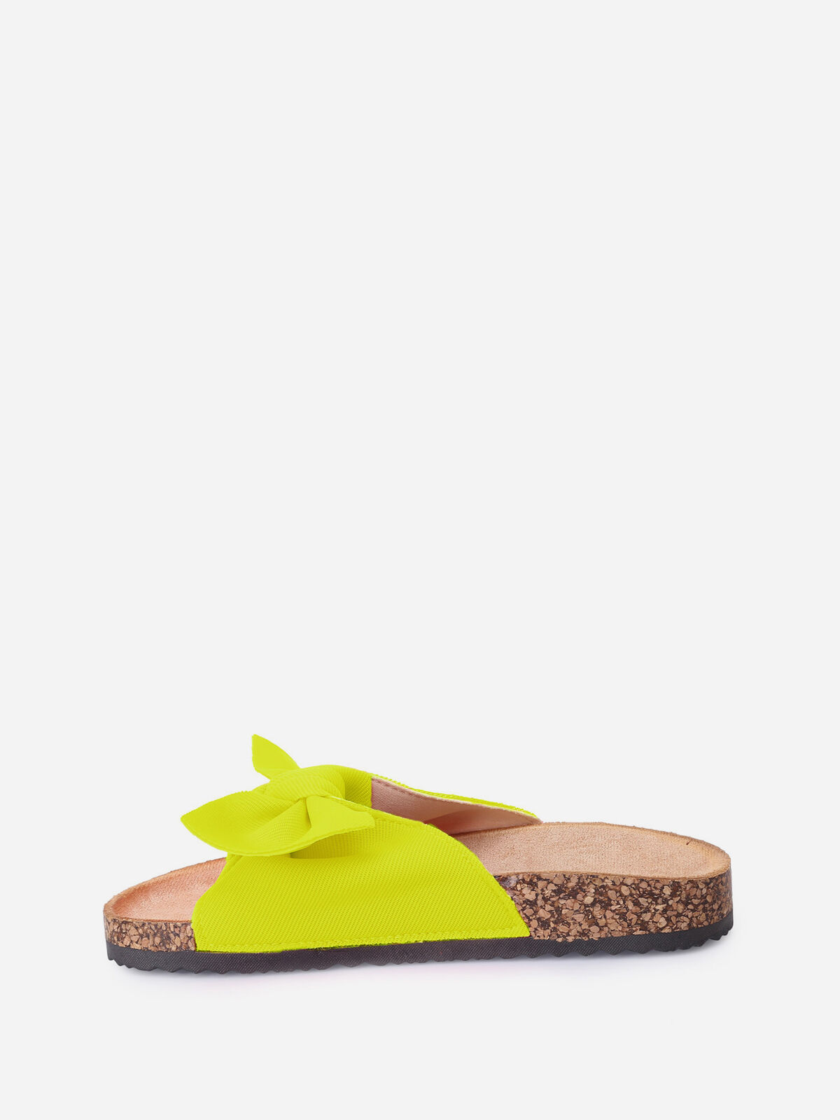 Mules fluo en tissu et noeud- Jaune