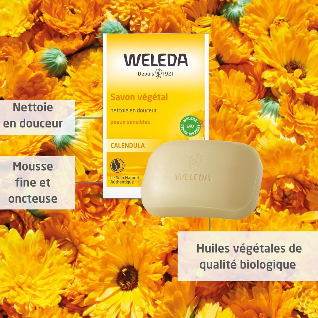 Savon végétal bio au calendula - Peaux sensibles - Corps - 100 g