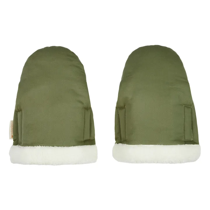 Nobodinoz Moufles pour poussette en coton bio | Vert kaki