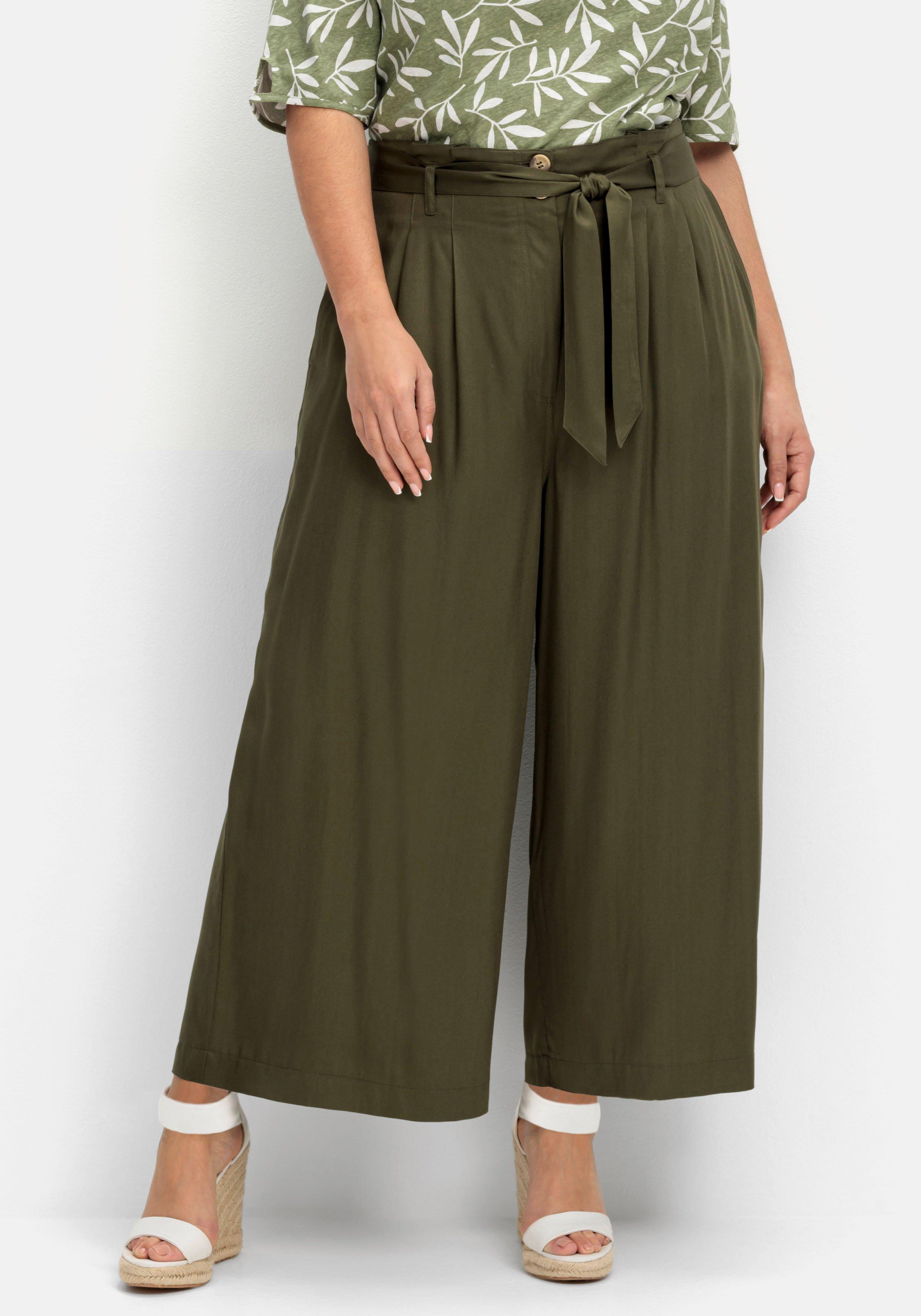 Culotte mit High-Waist-Bund und Stoffgürtel