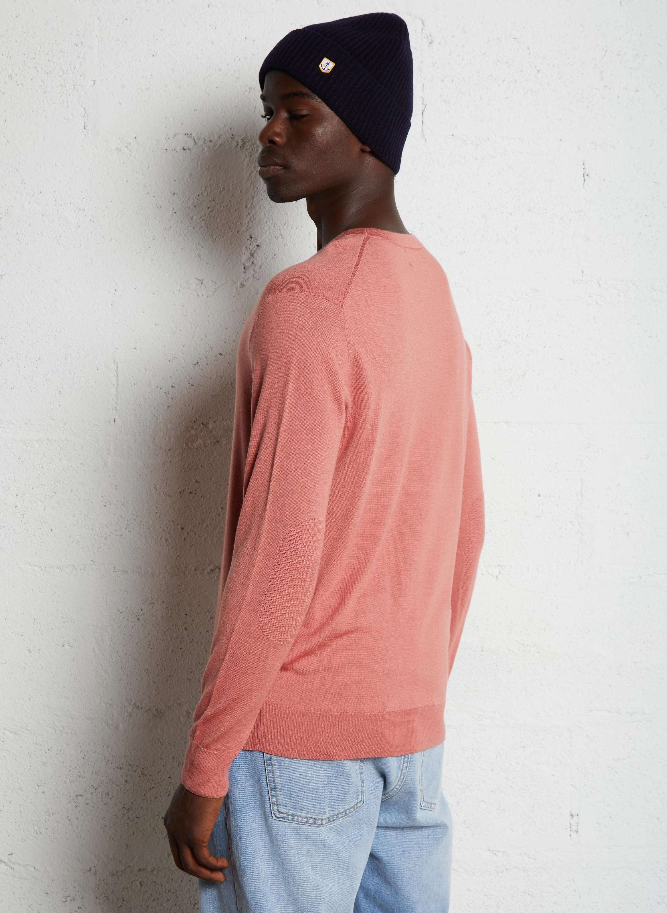 Pull col bateau en laine et soie | Orange
