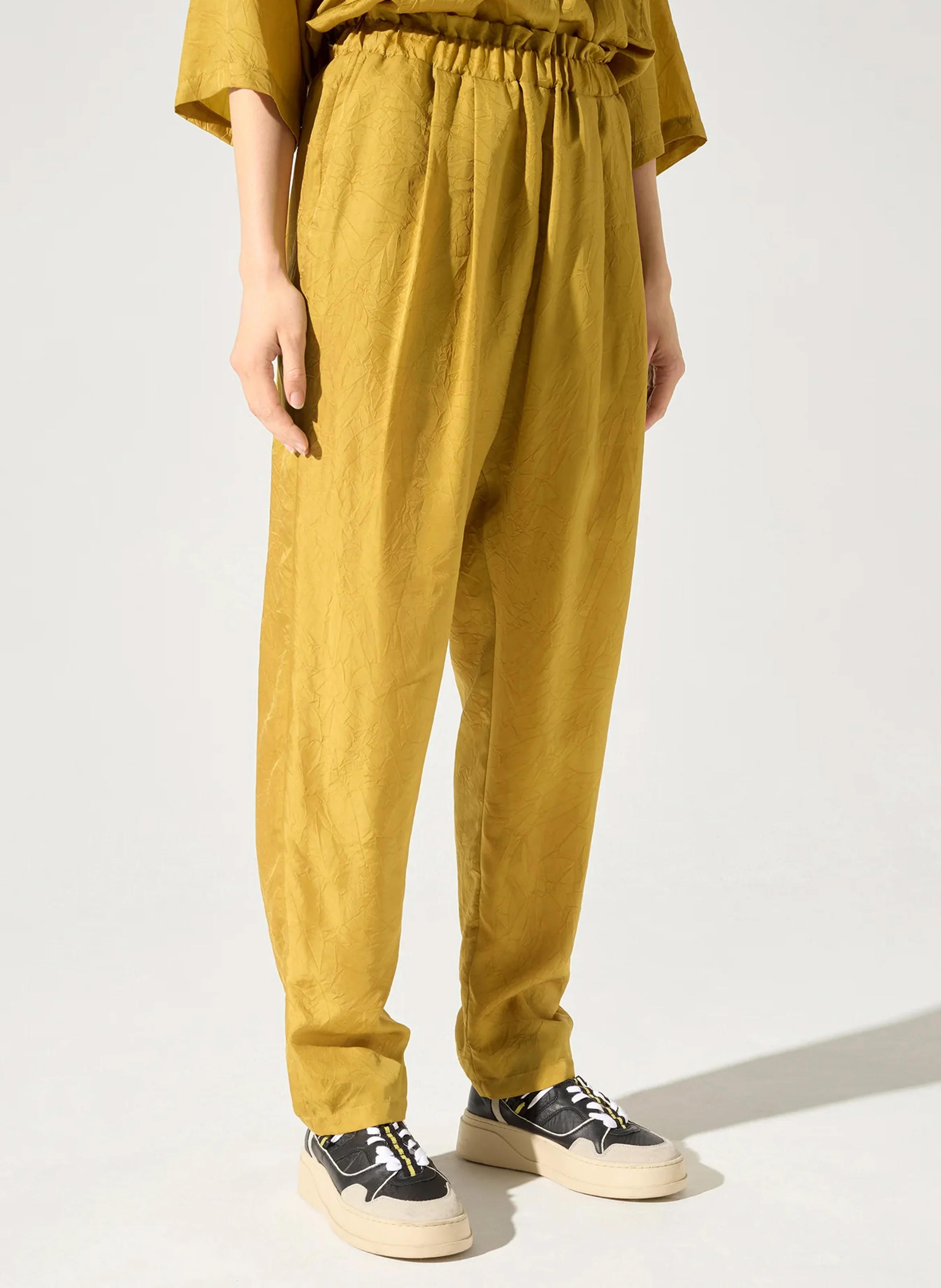 Pantalon sarouel taille haute | Marron