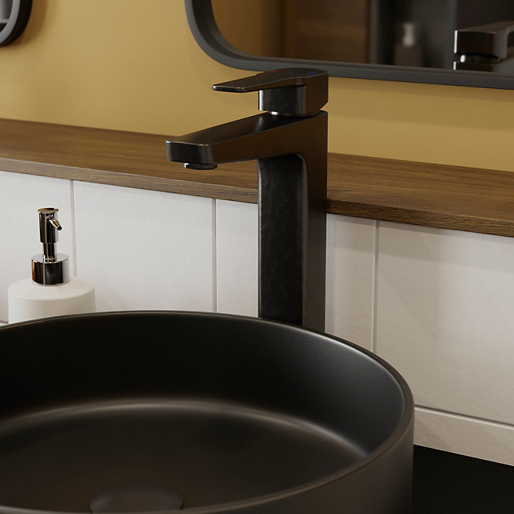 Mitigeur de lavabo noir GoodHome Teesta XL
