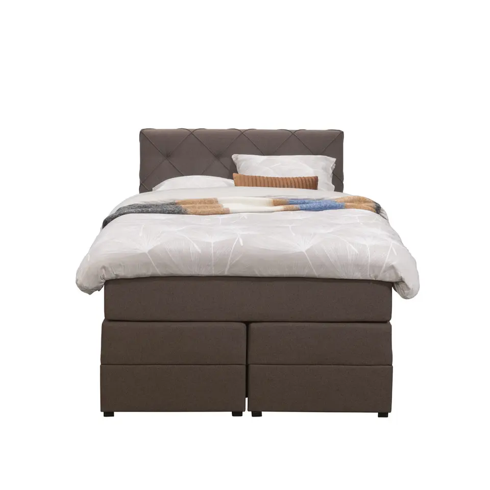 Boxspring met opbergruimte Liv geruit - donkerbruin - 120x200 cm