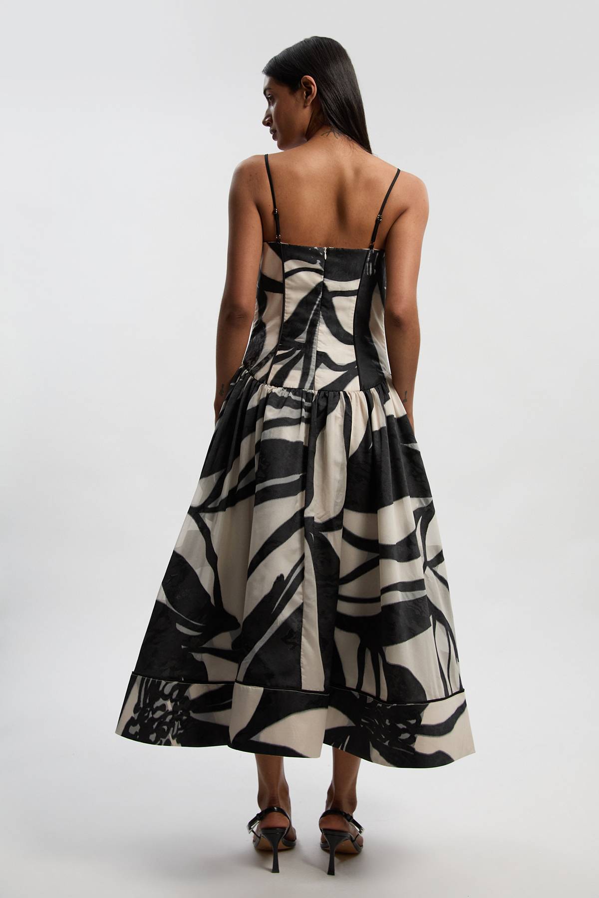 KarenMillen Robe de Bal Longue Tissée à Imprimé Floral Jacquard