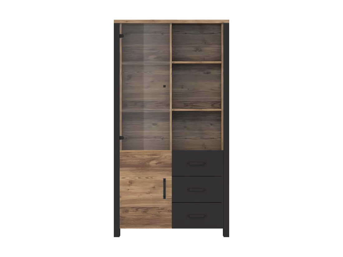 Vaisselier 2 portes 3 tiroirs Lyam Bois et Noir