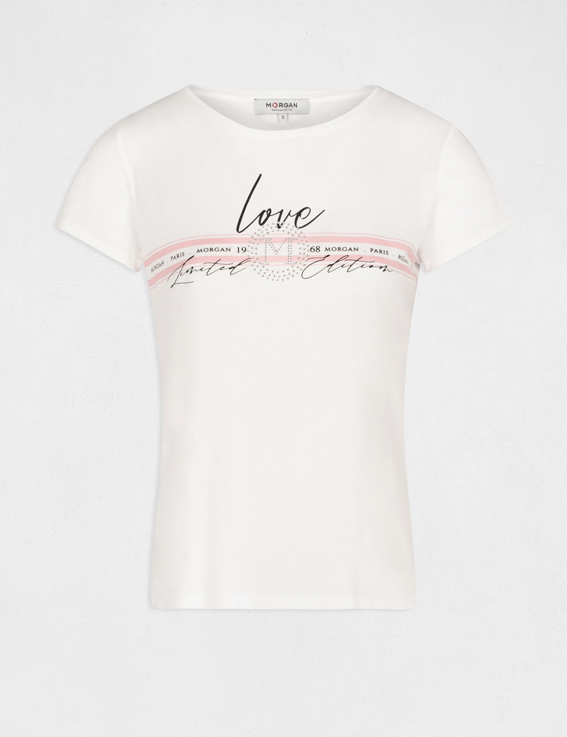 T-shirt manches courtes à inscription corail femme - corail