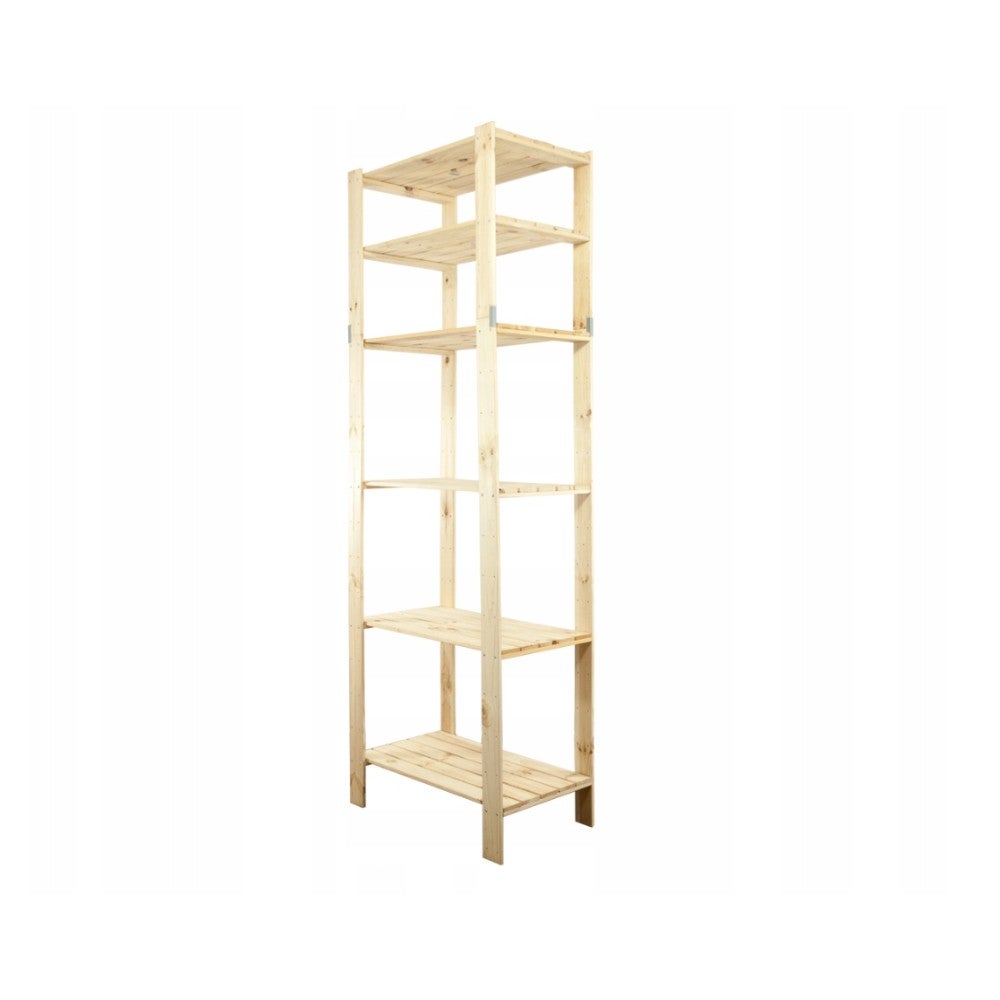 PROREGAL Houten Plank Woodland HxBxD 230 x 80 x 50 cm Plank Draagvermogen 120 kg 6 Planken Dennenhout Natuurlijk