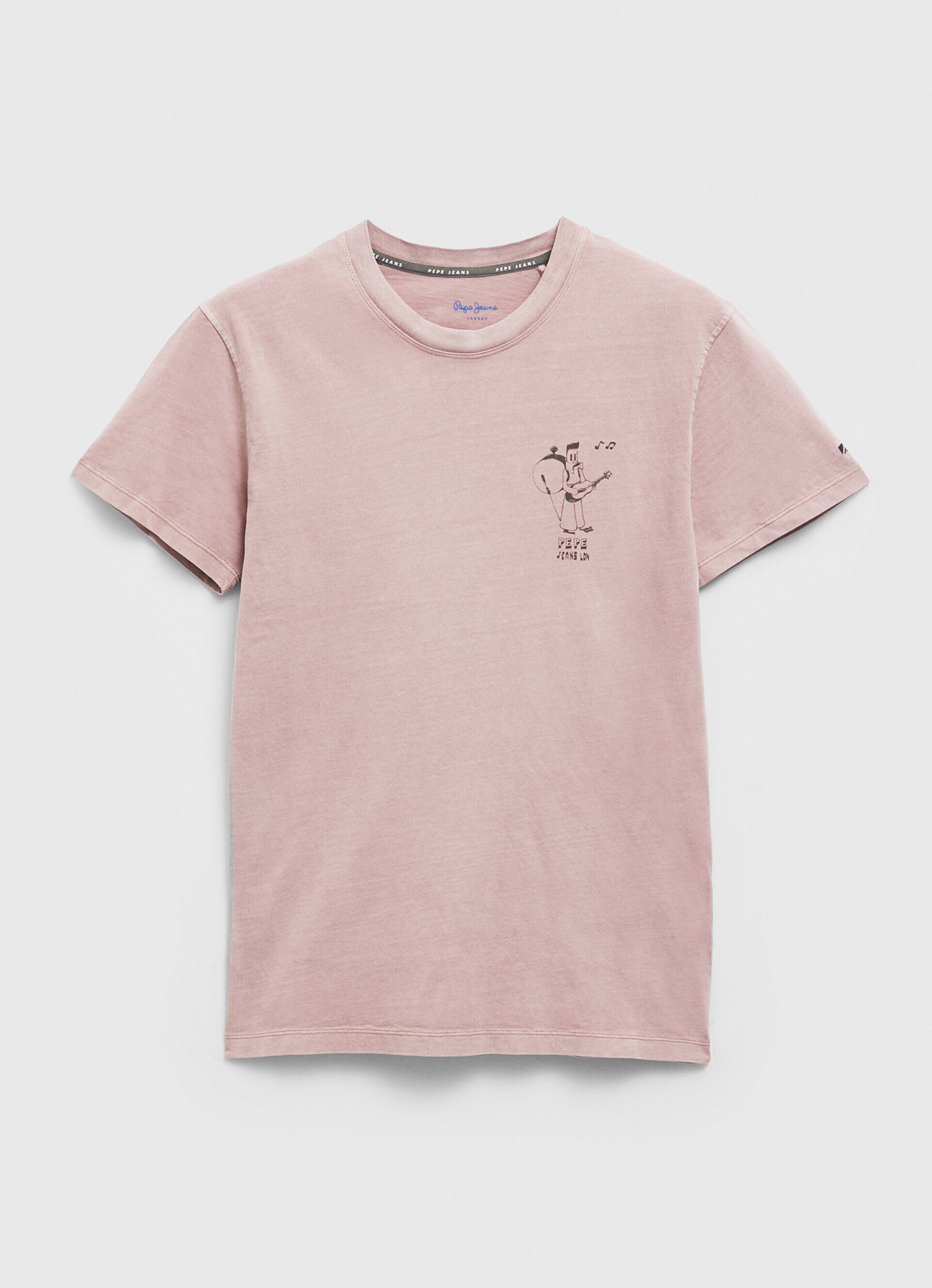 Camiseta de algodão lavada e tingida - rosa claro