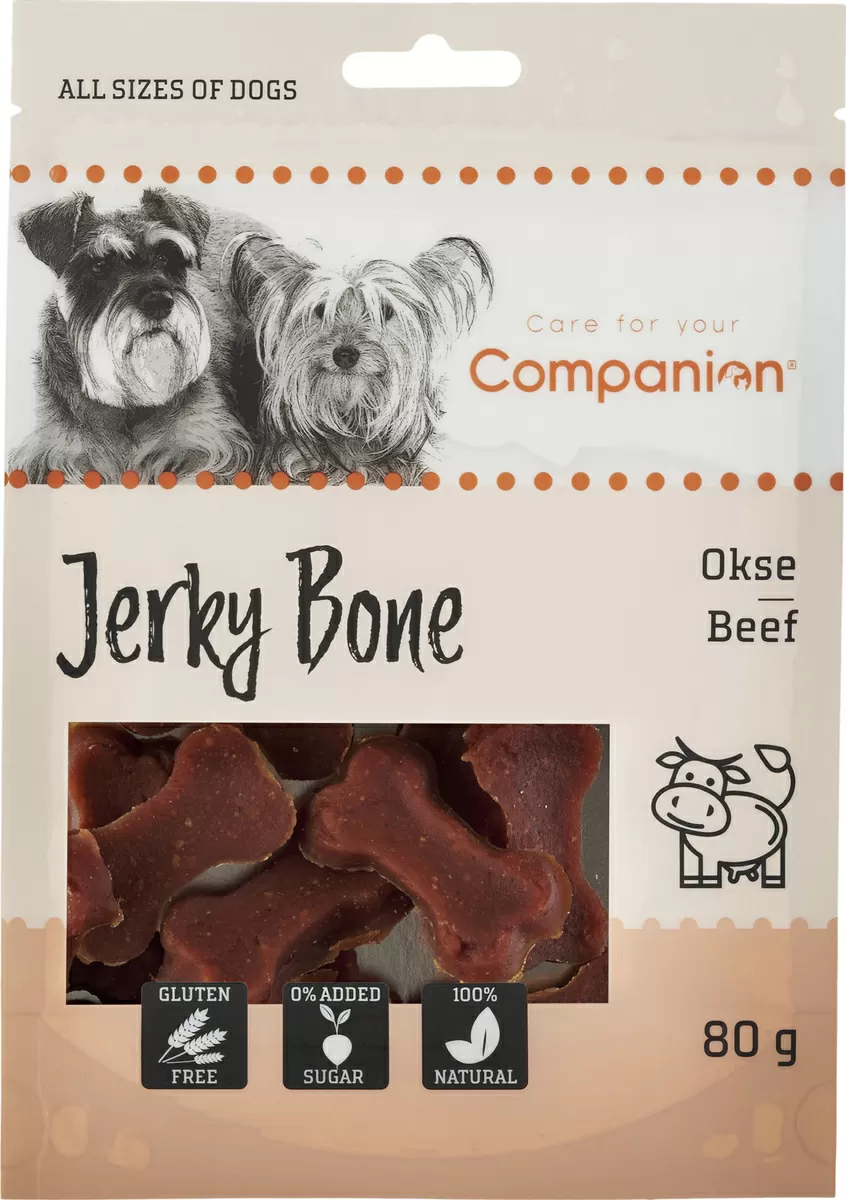 Companion Beef Jerky Bone, godbidder m. okse - 80 g