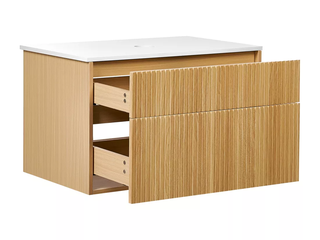 Meuble lavabo mural BEXTI 80 cm 52 cm 50 cm Marron clair