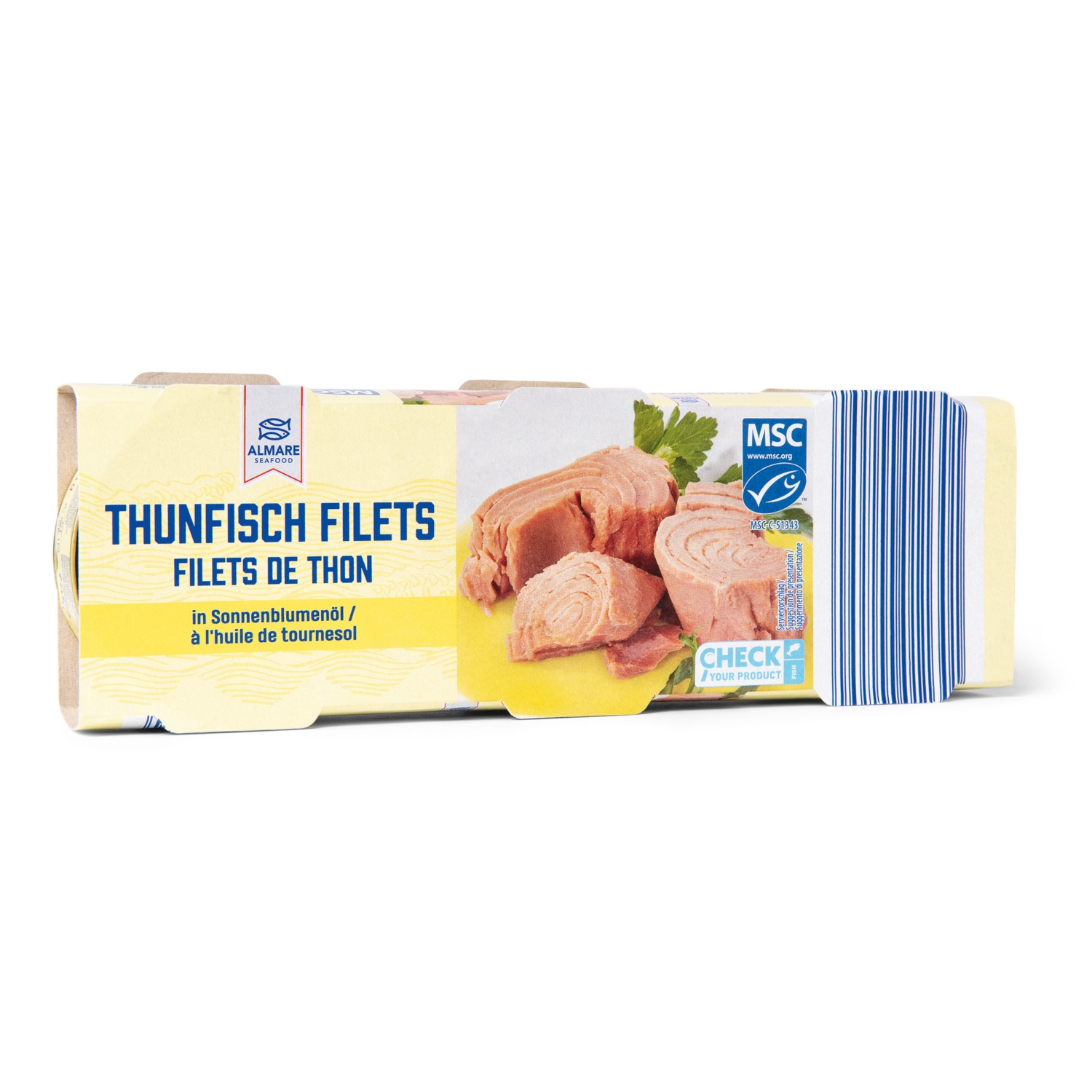 ALMARE SEAFOOD Mini Thunfisch, in Sonnenblumenöl 3 x 70 g