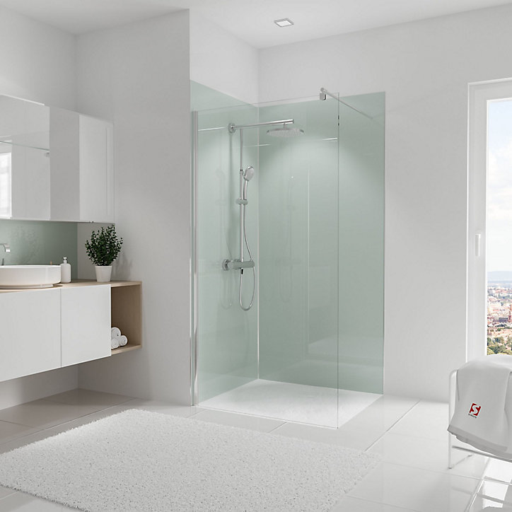 Lot de 2 panneaux muraux salle de bains 100 x 210 cm, Schulte DécoDesign Brio, vert eau brillant