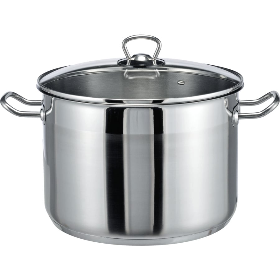 Grossraumtopf Edelstahl mit Glasdeckel 20 Liter 30 x 28 cm