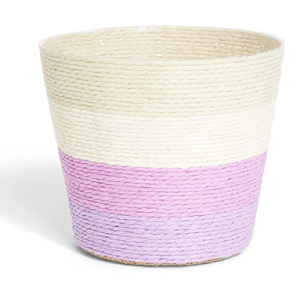 Cache pot en corde dégradé beige violet Ø15,5xH13cm