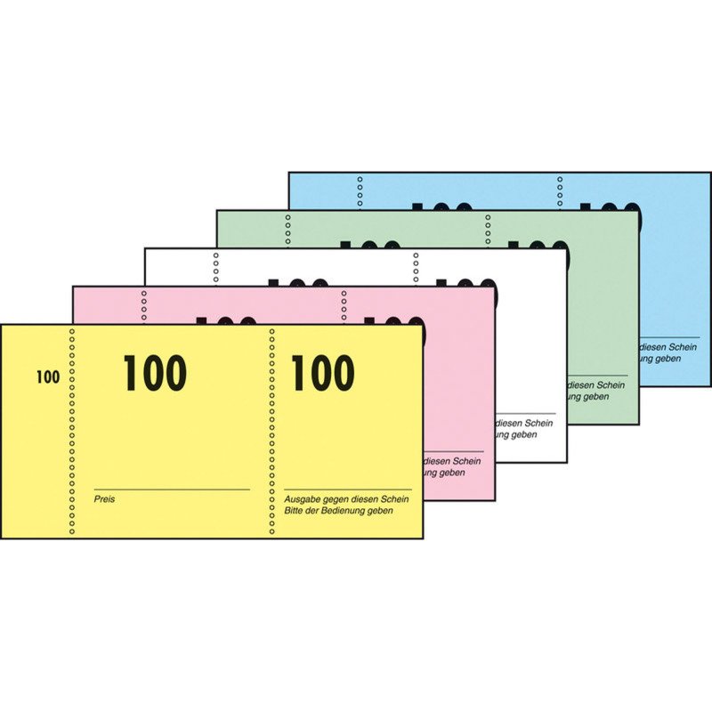 Bloc de tickets numérotés 1-100 - 105 x 50 mm - Couleurs assorties Sigel