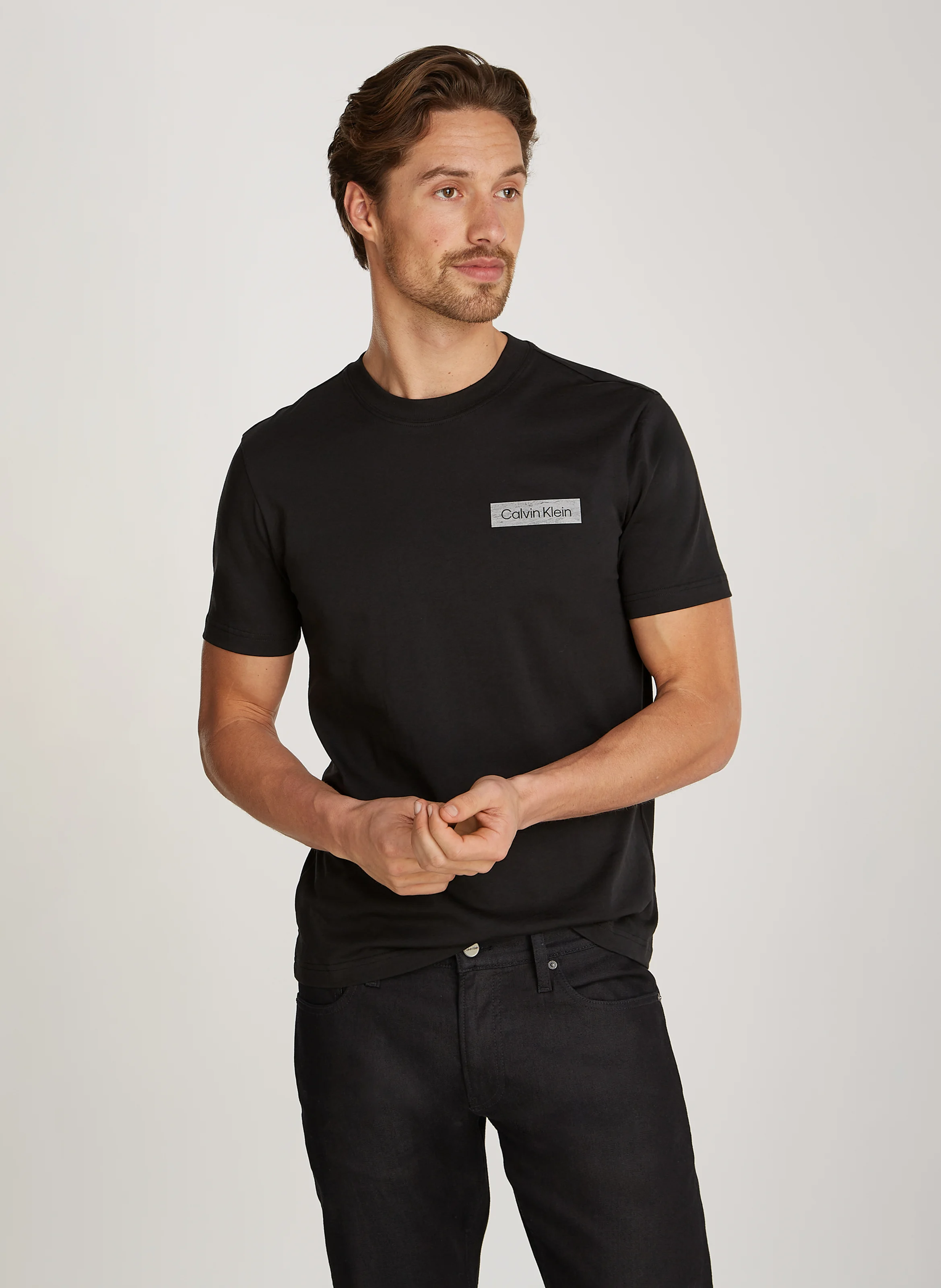 Tee-shirt col rond droit en coton bio | Gris