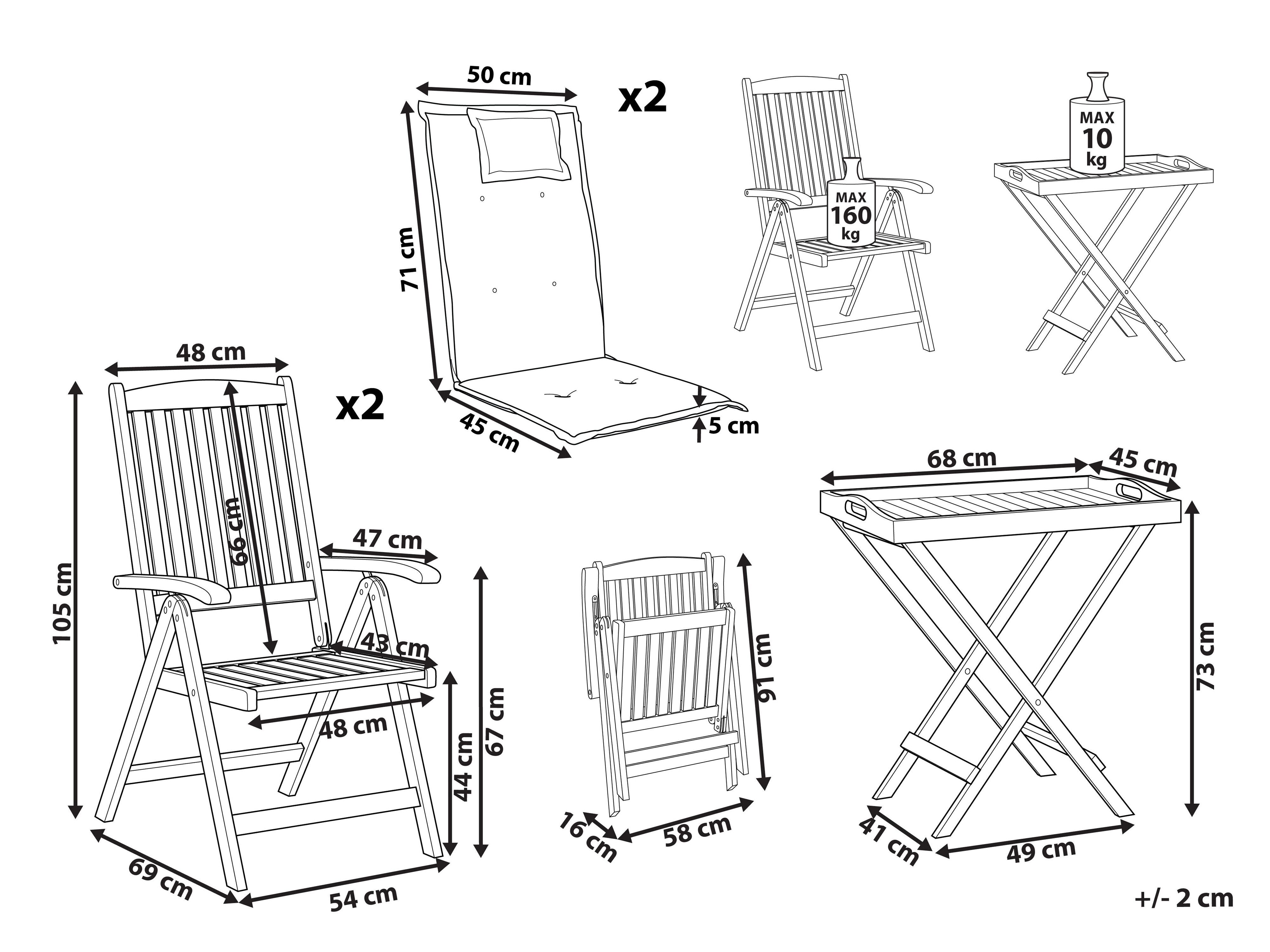 Bistroset AMANTEA PREMIUM Acaciahout Rood