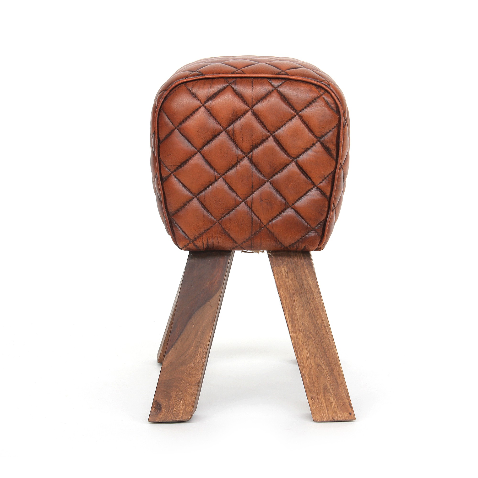 Lederhocker 'Croix', rotbraun, braun, B 41 cm, H 51 cm, T 30 cm von fischer's lagerhaus